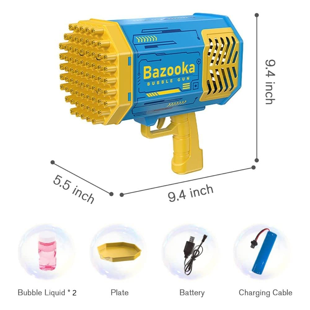 Bazooka Bubble Gun 69 Holes Large Bubble Blaster – Automatic Bubble Machine Toy for Kids with High Output Outdoor Fun Toy