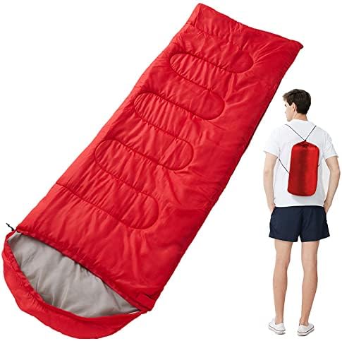 Quality Camping Sleeping Bag for Adults and Kids Outdoor Lightweight Portable Sleeping Bag for Hiking Travel Cold Weather Camping Gear-RED
