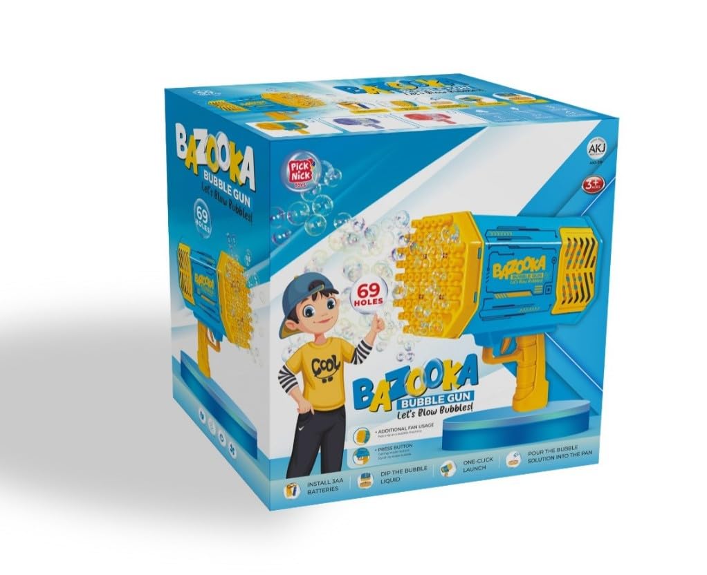 Bazooka Bubble Gun 69 Holes Large Bubble Blaster – Automatic Bubble Machine Toy for Kids with High Output Outdoor Fun Toy