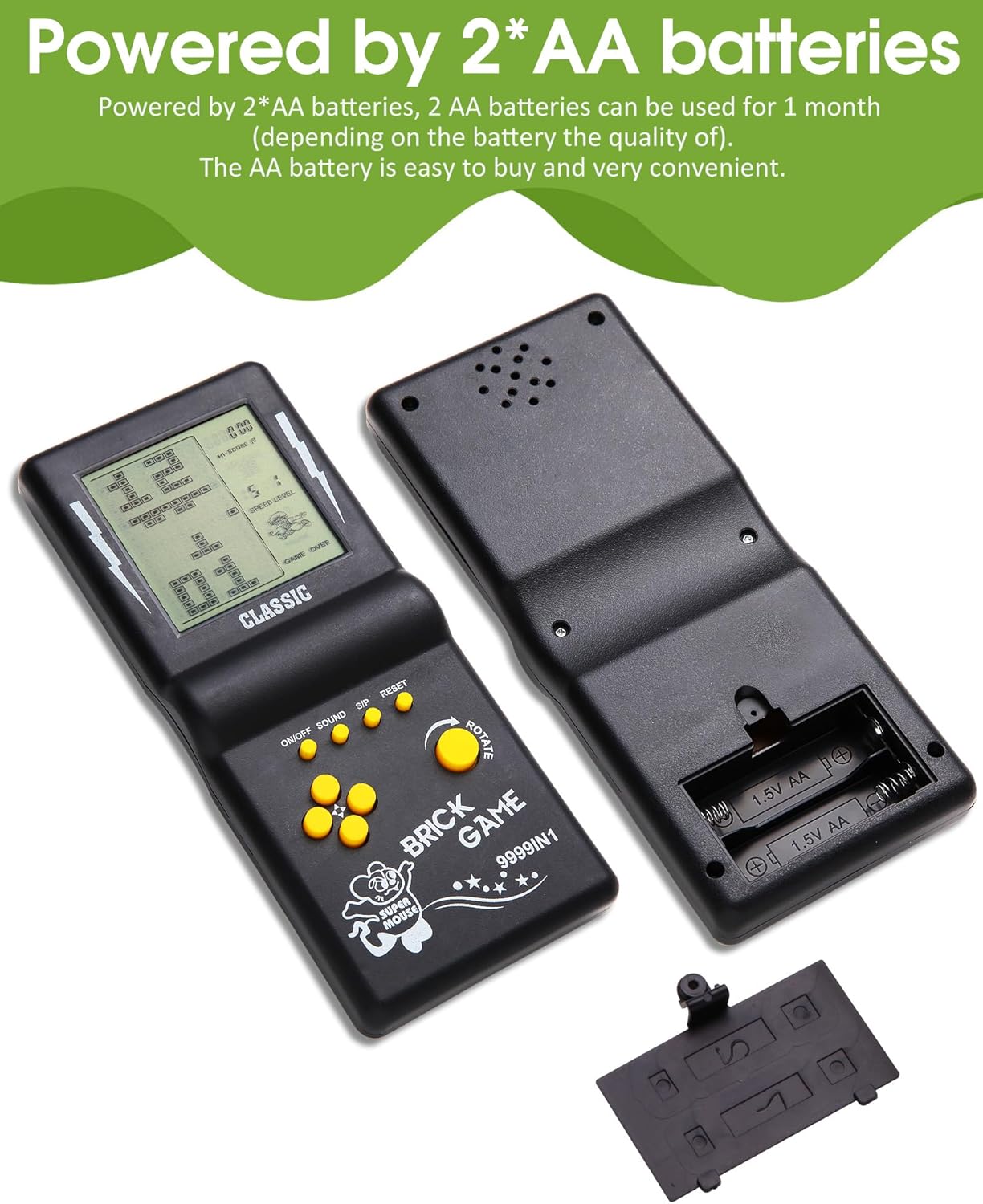 Classic Brick Game Console Handheld Retro Gaming Device Portable LCD Video Game Tetris Style Puzzle Game for Kids & Adults