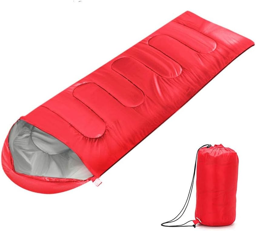 Quality Camping Sleeping Bag for Adults and Kids Outdoor Lightweight Portable Sleeping Bag for Hiking Travel Cold Weather Camping Gear-RED
