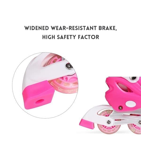 Adjustable Inline Skates for Kids Pink – Roller Skating Shoes with Size Adjustment Durable Wheels Beginner Outdoor Skating
