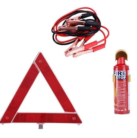 6-in-1 Car Emergency Kit Roadside Safety Set with Jumper Cables First Aid Kit Warning Tools Vehicle Emergency Essentials