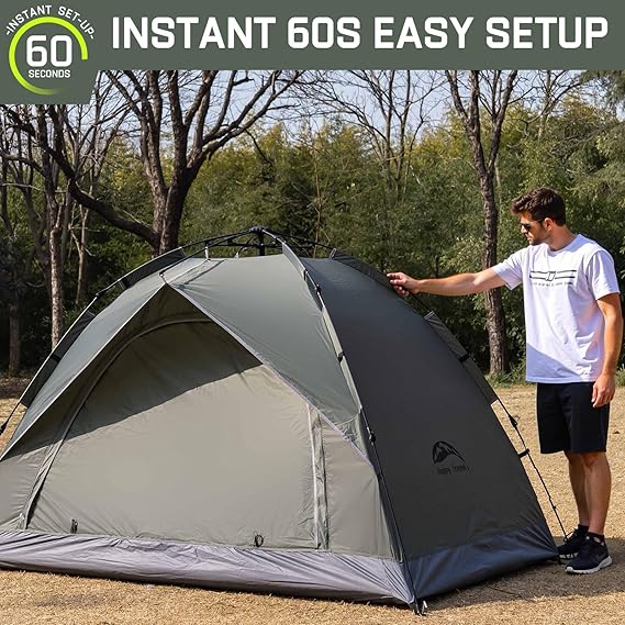Instant Pop Up Camping Tent Waterproof Dome – Automatic Easy Setup Outdoor Travel Tent for 2–4 Persons Hiking Beach Festival Shelter