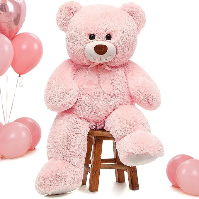 Giant Pink Teddy Bear Plush Toy Soft Cuddly Stuffed Animal Large Size Hugging Gift for Kids Girls Birthday Valentine Gift Home Decor