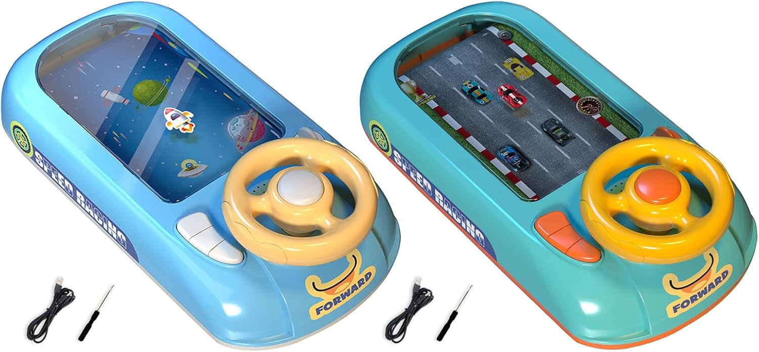 Toddler Steering Wheel Driving Simulator Toy with Music & Lights – Interactive Educational Car Play Toy for Kids Early Learning