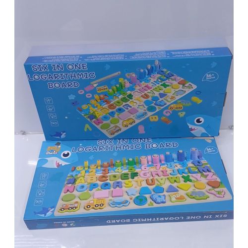 Original Wooden Montessori 6-in-1 Logarithmic Board Toy – Educational Learning Activity Set for Kids Early Development Counting & Shape Recognition