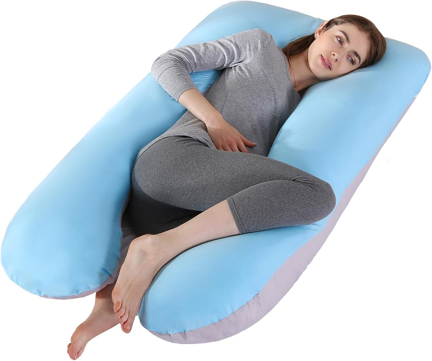 U Shape Pregnancy Pillow Blue – Full Body Maternity Sleeping & Support Pillow for Pregnant Women