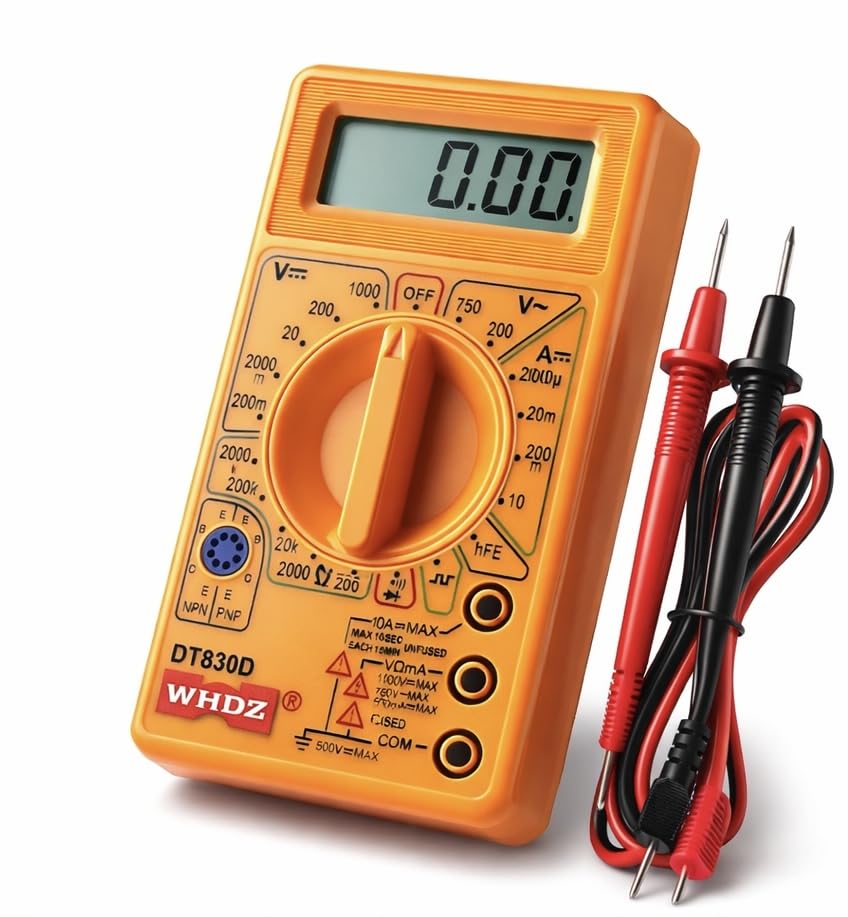 DT830 Digital Multimeter – AC/DC Voltage Tester Resistance Continuity Meter Electrical Measuring Tool for Home & Professional Use