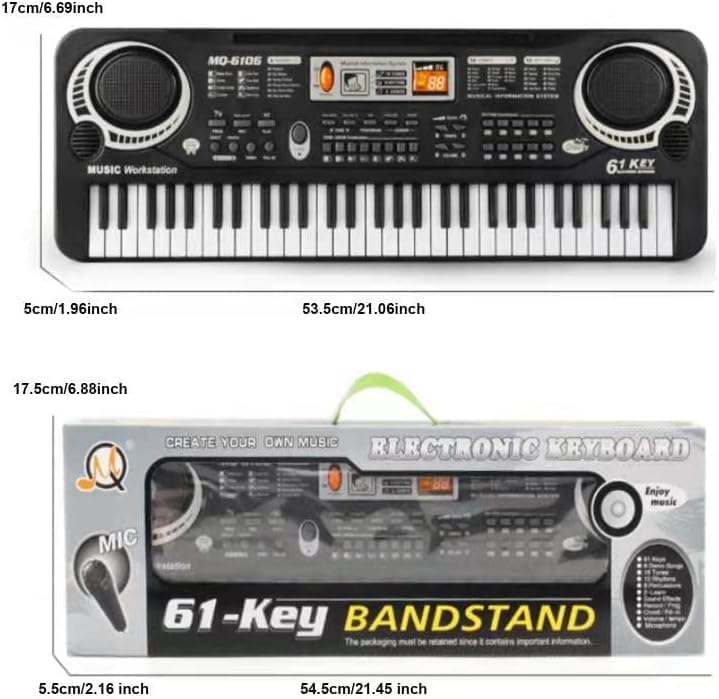 61 Keys Electronic Keyboard Piano Music Learning Instrument With Microphone For Kids Beginners