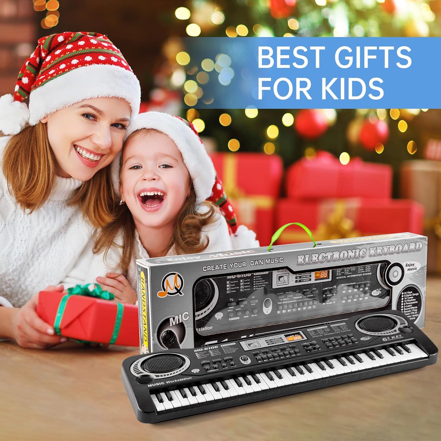 61 Keys Electronic Keyboard Piano Music Learning Instrument With Microphone For Kids Beginners