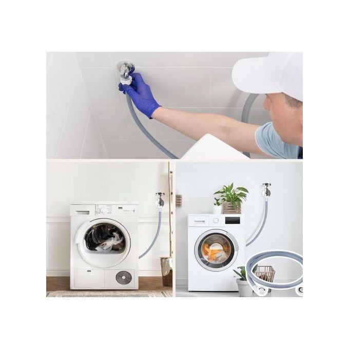 Washing Machine Water Inlet Extension Hose Pipe – Durable Flexible Connector Hose for Hot & Cold Water Supply Universal Fit