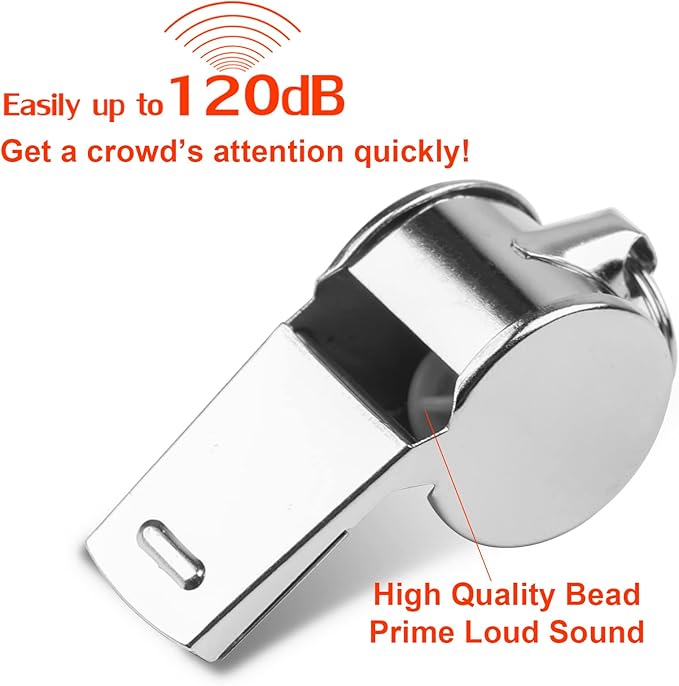 Metal Sports Security Whistle – Stainless Steel Loud Sound Referee & Emergency Whistle for Coaching, Training, Security & Outdoor Use