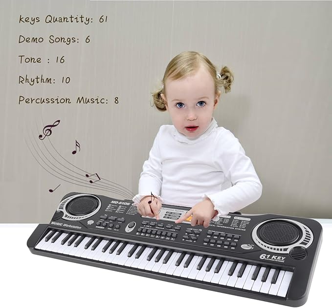 61 Keys Electronic Keyboard Piano Music Learning Instrument With Microphone For Kids Beginners