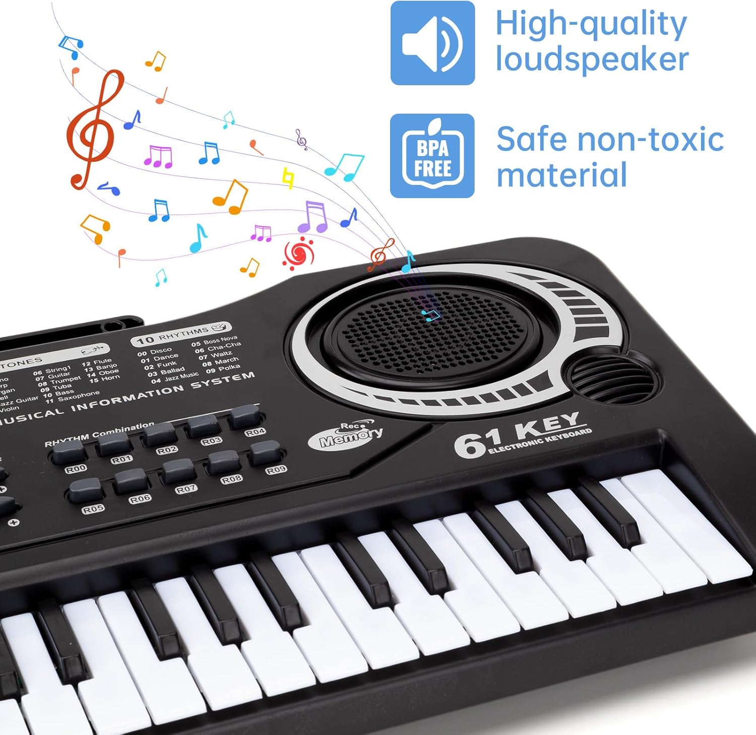 61 Keys Electronic Keyboard Piano Music Learning Instrument With Microphone For Kids Beginners