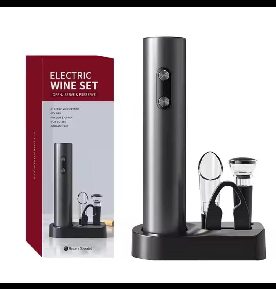 High quality Wine Opener Electric Wine Opener Set Wine Bottle Opener Set Battery Wine Electric Opener with Foil Cutter Vacuum Preservation Stoppers Wine Dispenser