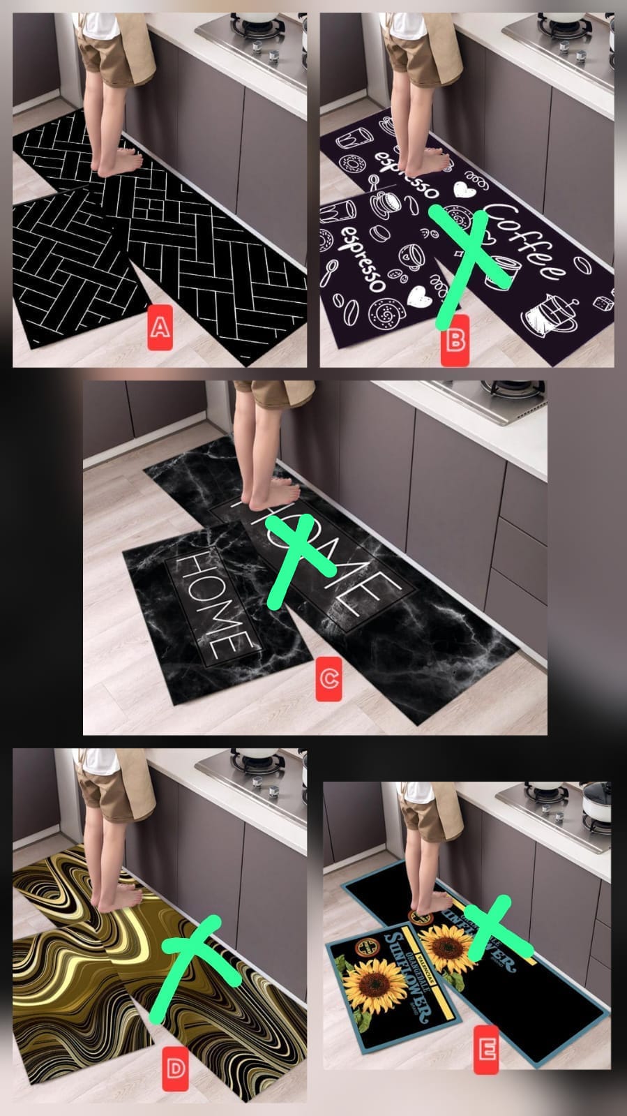 2PCS Black White Kitchenware Kitchen Rules Bakery Non Slip Absorbent Washable Kitchen Rugs Anti Fatigue Kitchen Mats Rugs Sets Floor Mats, Home Indoor Runner Carpet