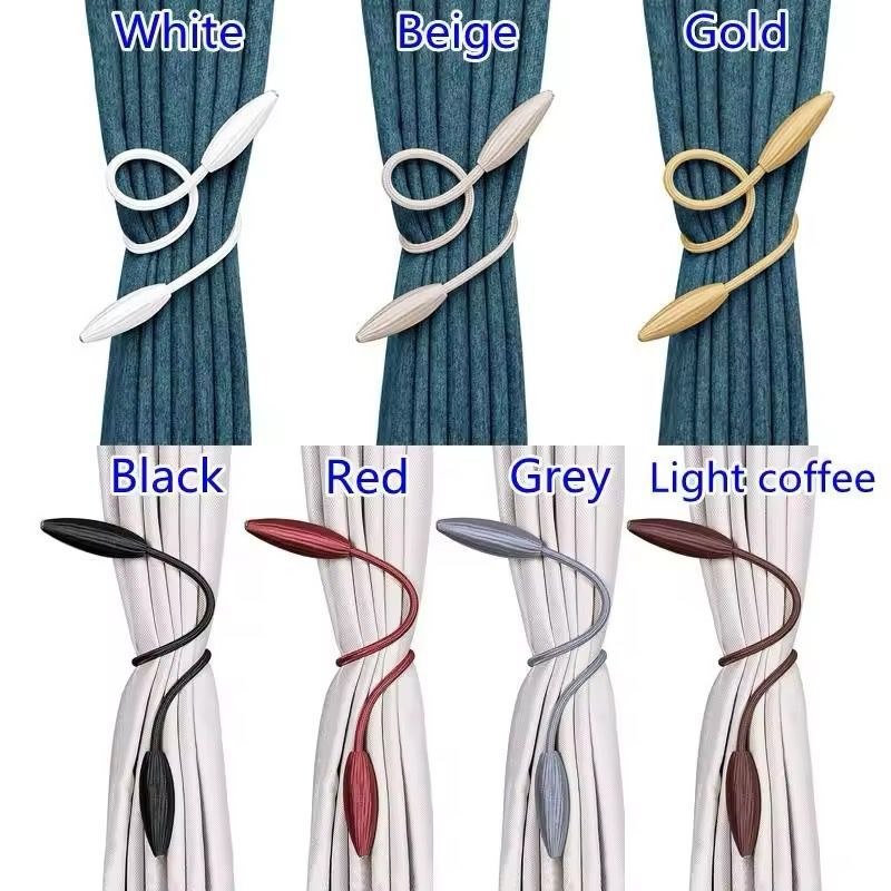 2PCS Arbitrary Shape Strong Curtain Tiebacks – Twistable Metal/Faux Leather Drapery Holdbacks, Flexible Curtain Holders for Living Room Bedroom, Adjustable Universal Window Treatment Accessories