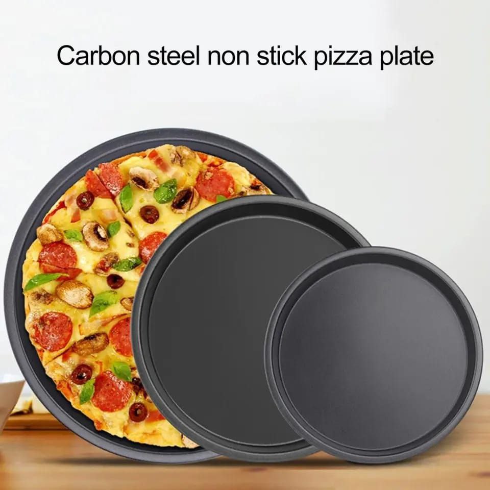 High quality 3pcs pizza pans 3-Piece Set Non-stick Pizza Pan, Round Premium Bakeware, Black Easy Baking Pack of 3 Pizza Pan Set Nonstick Pizza Pan Set Durable, high quality non stick coating