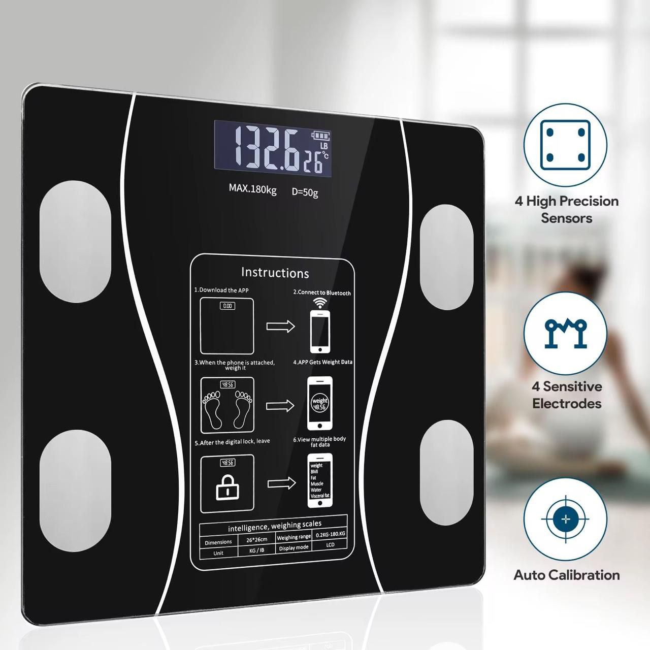 Digital weighing scale machine weighing scale body weight at home portable scale 180kg BMI Digital Weight Machine with Body Fat Analyzer & Body Composition Monitor Sync with Mobile App