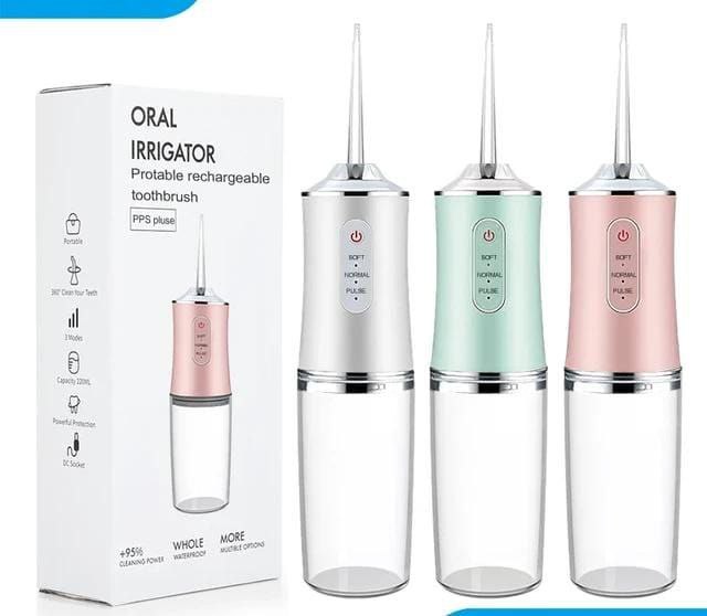 High quality Oral Irrigator Portable Dental Water Flosser USB Rechargeable Water Jet Floss Tooth Pick 4 Jet Tip 220ml 3 Modes Teeth Cleaner