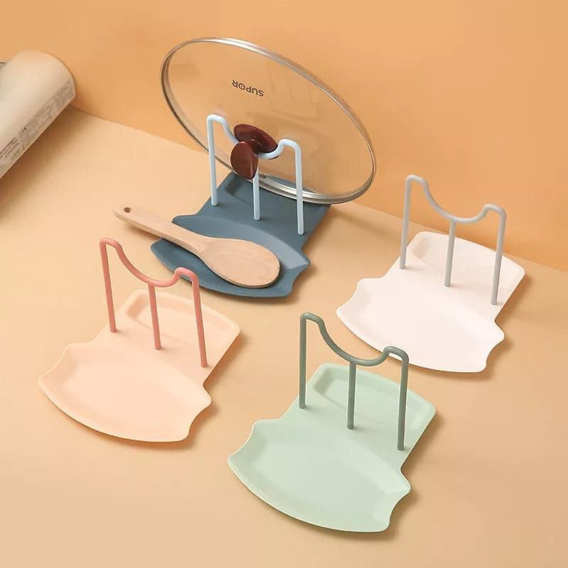 Spoon Rest and Pot Lid Holder combo Removable Pan Pot Cover Lid Rack Shelf Stand Holder Utensil Rest Organizer Storage Kitchen Tool