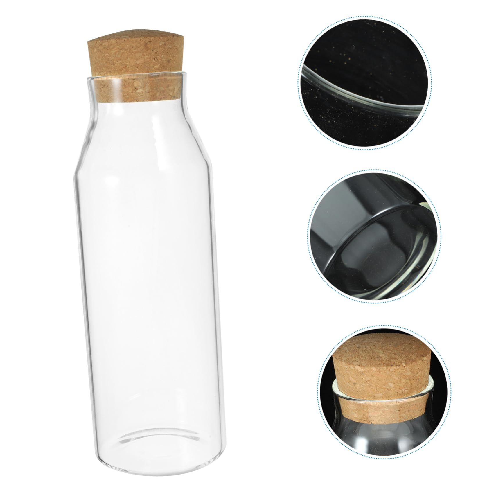 Airtight Glass Bottle Spongy Bamboo Cork Leak Proof Transparent Storage Container for Kitchen, Oils, Juices, Vinegar, and Spices – Eco Friendly Reusable Glass Jar 500ml