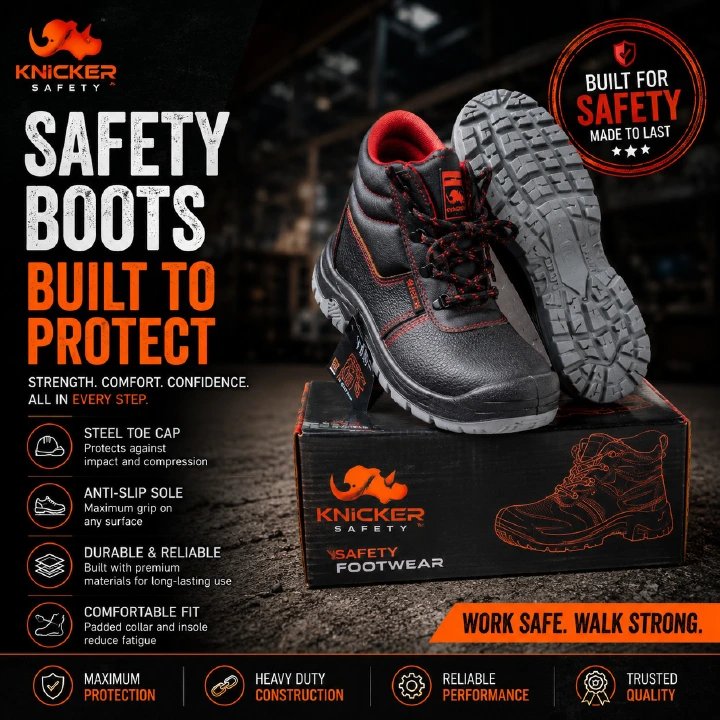 🔥 Leather Knicker Industrial Safety Boots – Steel Toe Protective Work Shoes, Anti-Slip Construction Footwear, Heavy Duty Safety Boots for Men & Women, Durable Industrial Work Shoes with All-Day Comfo