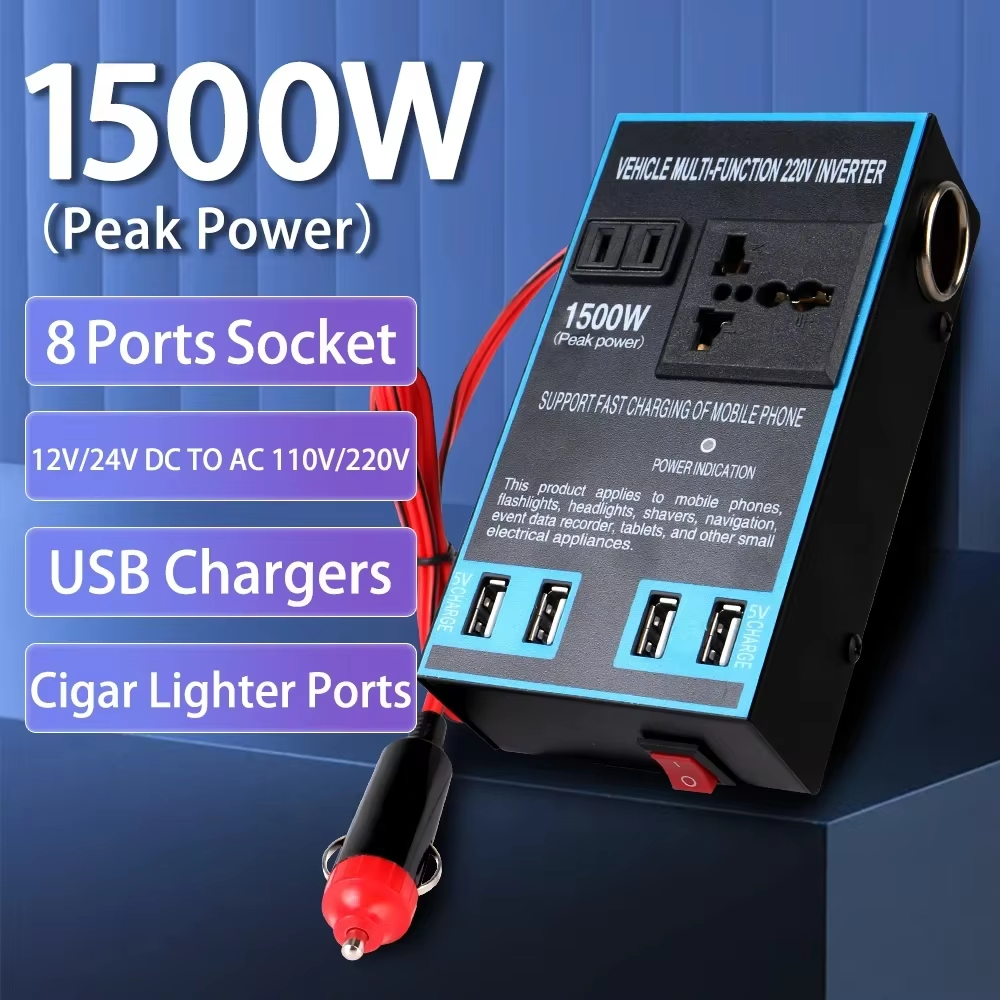 DC 12V to AC 110V 24V to AC 220V Quick Charging Car Inverter Cigar Lighter Socket USB Chargers Sockets Power Adapter Converter
