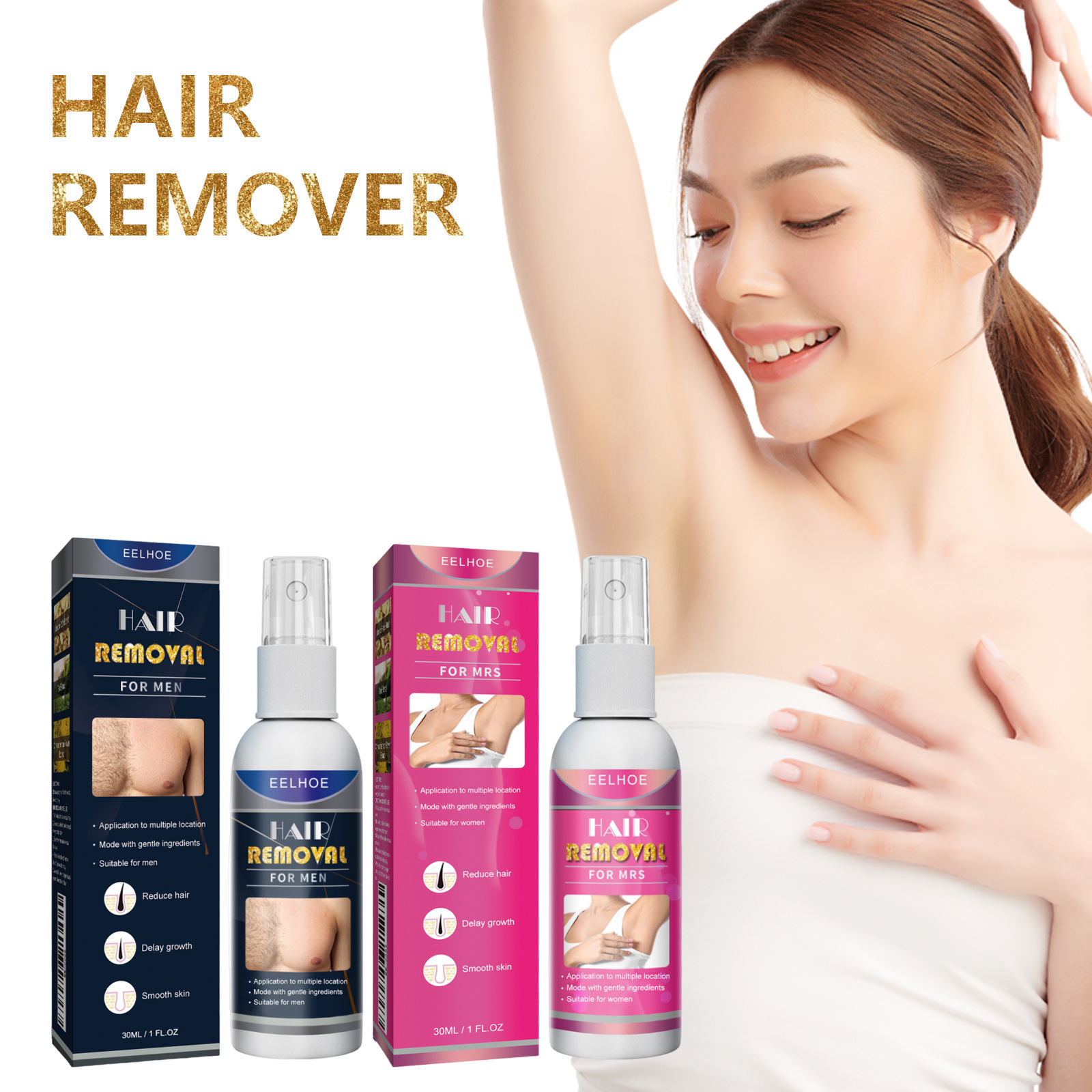 50ml Hair Removal Spray Permanant Inhibitor Armpit Legs Arms Painless Beard Bikini Intimate Facial Hair Removal for Man Women