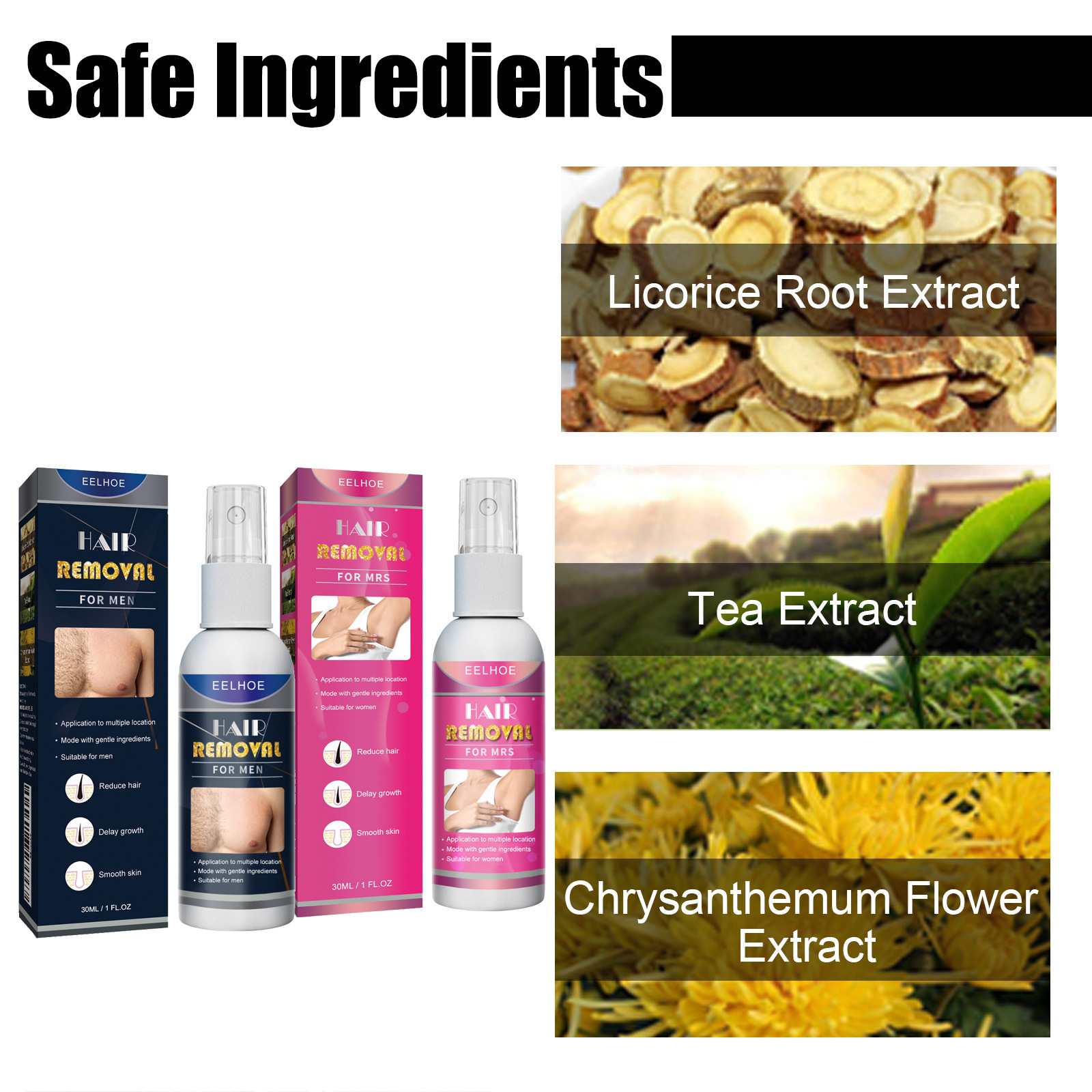 50ml Hair Removal Spray Permanant Inhibitor Armpit Legs Arms Painless Beard Bikini Intimate Facial Hair Removal for Man Women