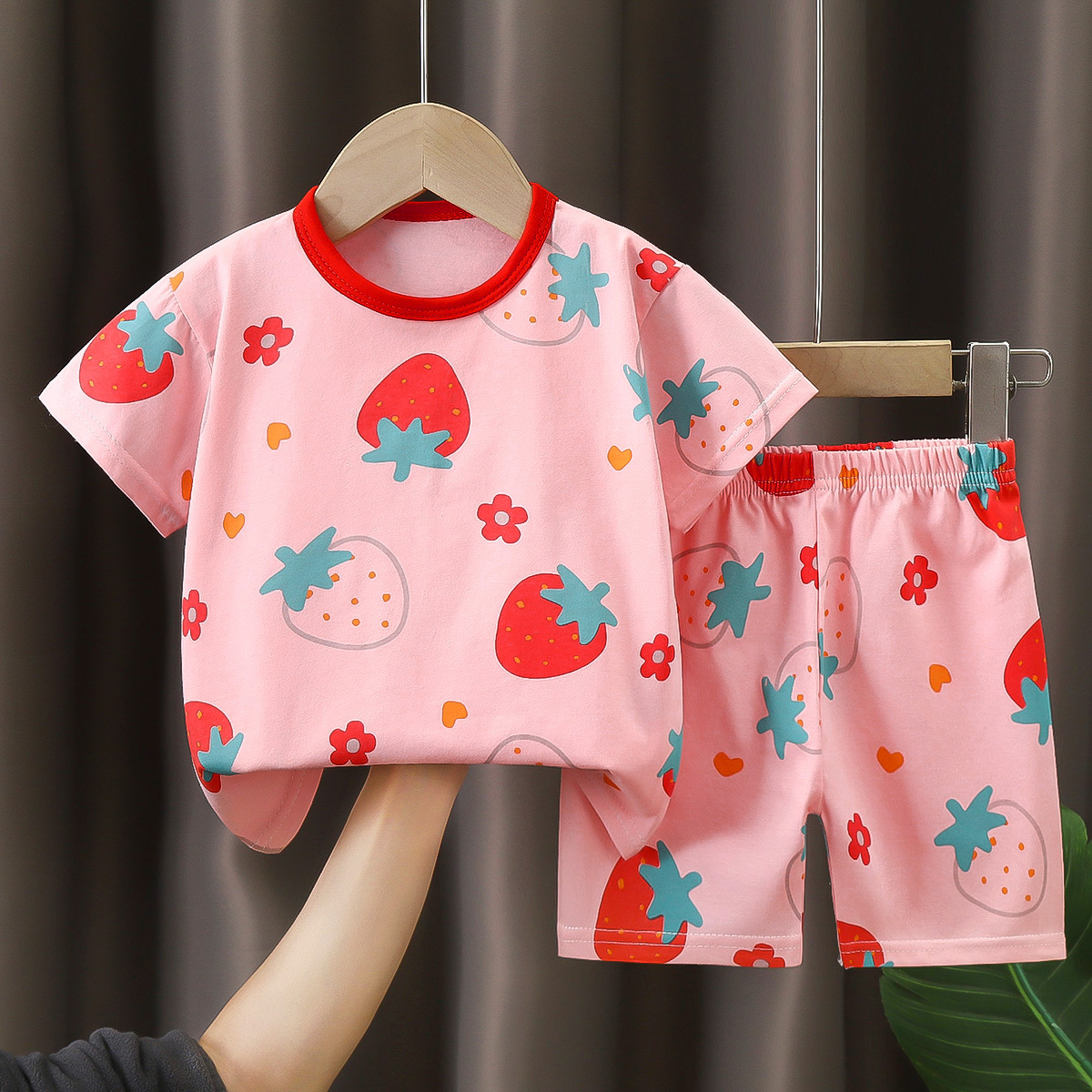 Children's short-sleeved sets for summer, category A pure cotton boys' and girls' clothes, girls' t-shirts, baby summer clothing, two-piece sets for children's wear