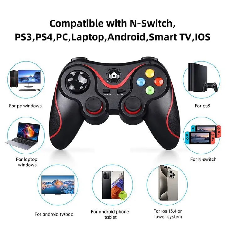 2.4G Bluetooth-Compatible Wireless Game Controller V8 Game Pad Android Gamepad Console PC Android IOS Phone Tablet TV Box Joystick For PS3/PS4/Switch Gaming Handle Console Accessory