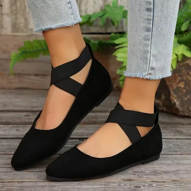 Black New Women's Flat Shoes Fashion Lightweight Shoes Women's Elegant Ballet Shoes Soft Outdoor Casual Women's Shoes Size 36-43
