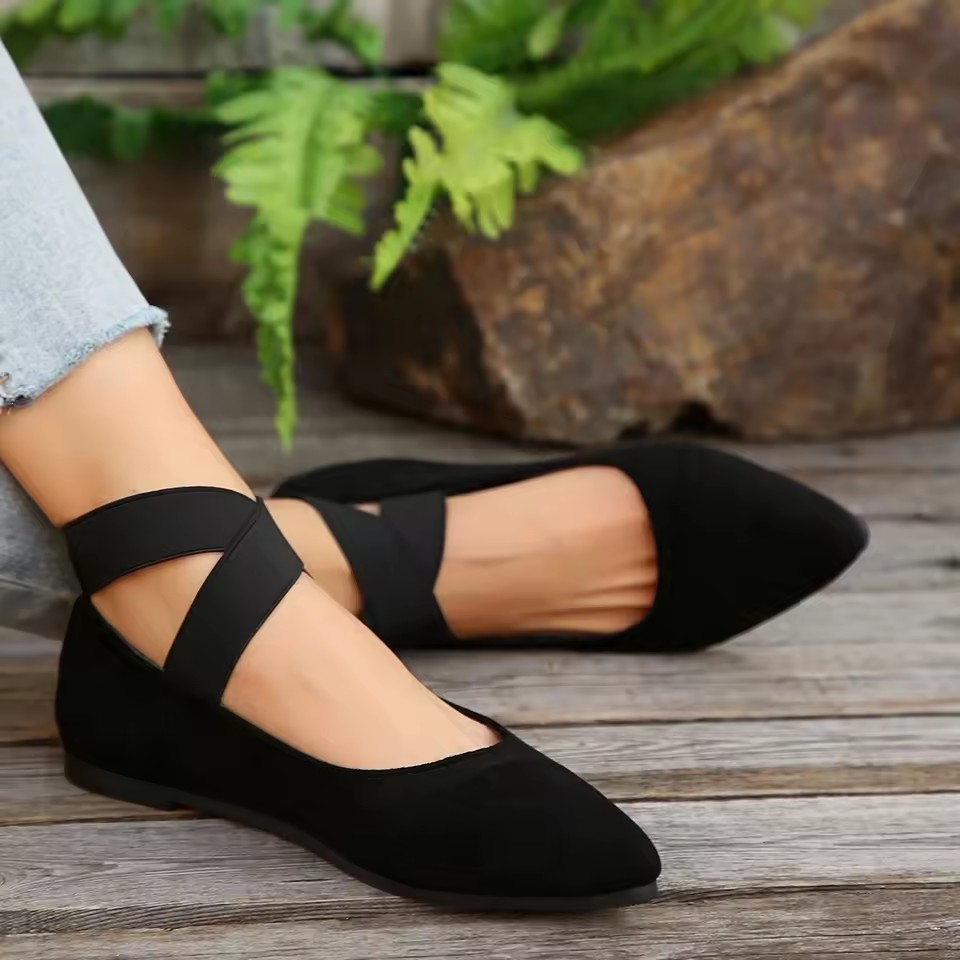 Black New Women's Flat Shoes Fashion Lightweight Shoes Women's Elegant Ballet Shoes Soft Outdoor Casual Women's Shoes Size 36-43
