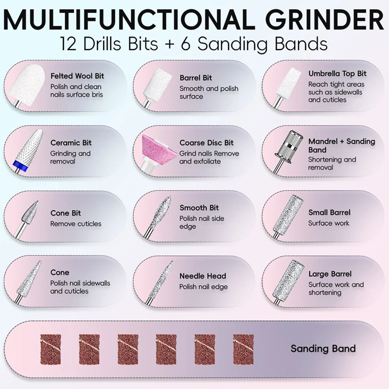 Professional Electric Nail Drill Machine 40000RPM, with UV Nail Lamp and Display, Portable Efile for Acrylic Gel Nails Polishing ,  with Bits Kit  Removing,Rechargeable Electric Nail File Machine