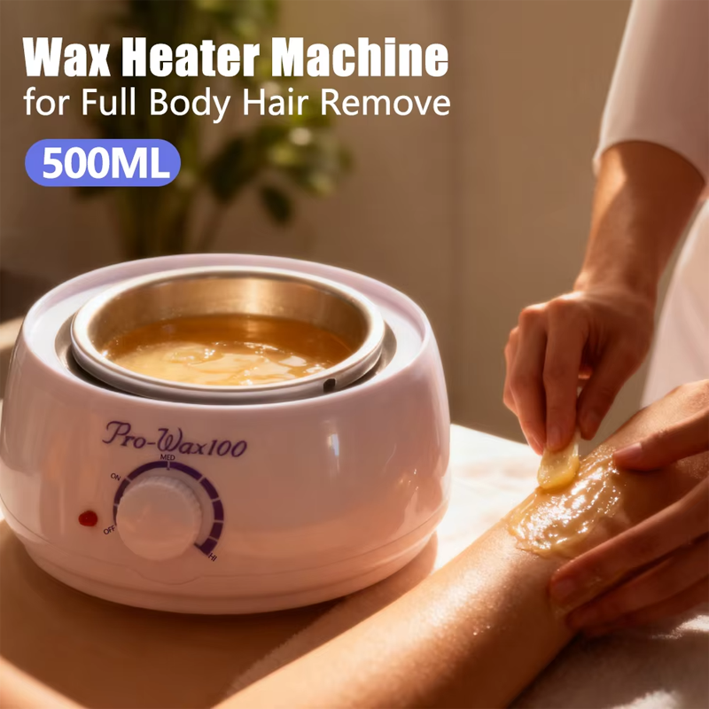 500CC Electric Wax Warmer Heater with Adjustable Temperature, Professional Hair Removal Wax Melting Machine for Paraffin Wax Beans, Salon-Quality Depilatory Tool for Home Use