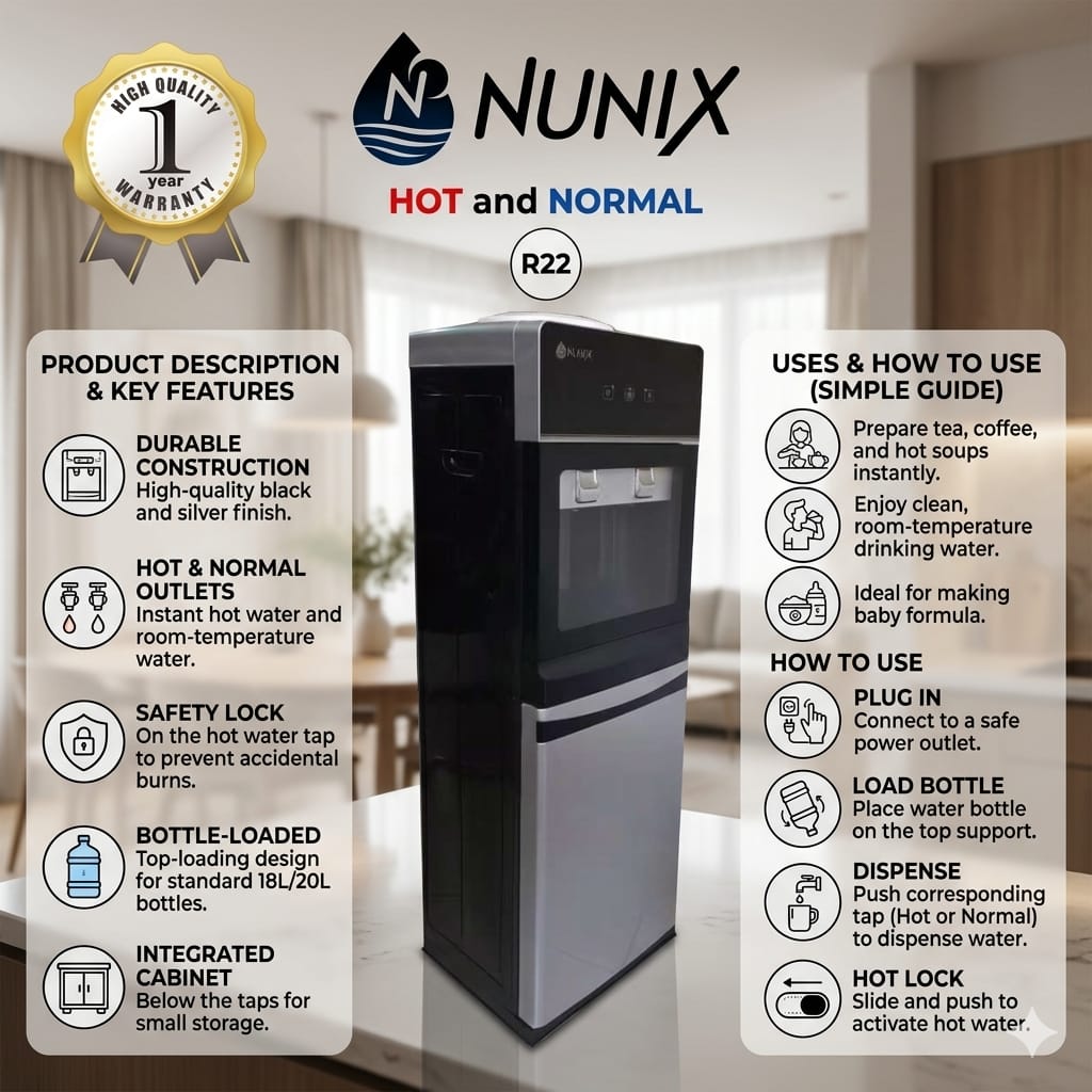 ⚡ Final Offer ⚡1pc NUNIX WATER DISPENSER – HOT & NORMALWater Dispenser – Electric Water Dispenser with Dual Temperature Function for Home & Office Use
