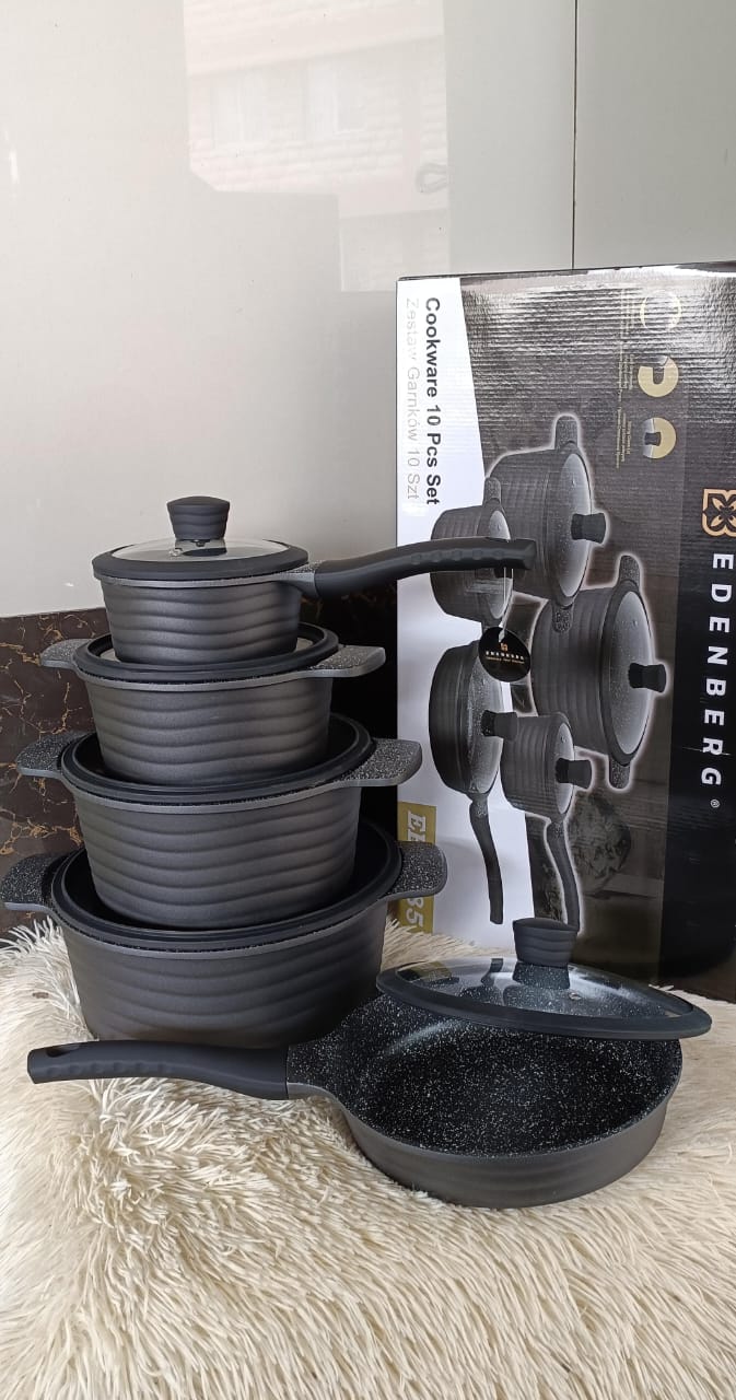 🎯 Limited Time Offer 🎯 Edenberg 10pcs Nonstick Cookware Set – Premium Cooking Pots & Pans (Induction Compatible Kitchen Set)