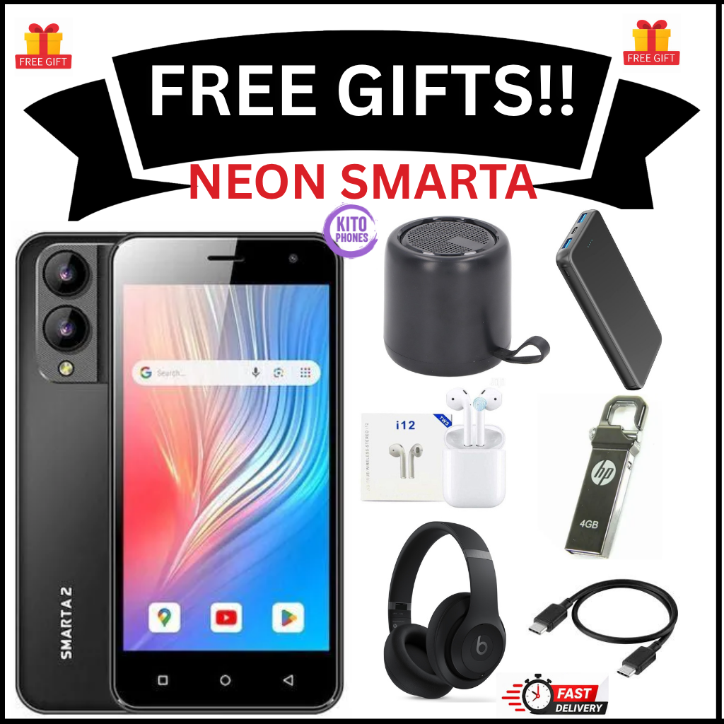 LIMITED DISCOUNT !!!! BRAND NEW Safaricom Neon Smarta 2 – 5.5" Display, 2GB RAM + 32GB ROM, Octa-Core, 8MP Rear Camera, 5MP Front Camera, 3000mAh Battery, Dual SIM Android 10 Smartphone+free gifts