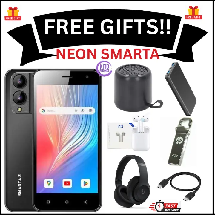 LIMITED DISCOUNT !!!! BRAND NEW Safaricom Neon Smarta 2 – 5.5" Display, 2GB RAM + 32GB ROM, Octa-Core, 8MP Rear Camera, 5MP Front Camera, 3000mAh Battery, Dual SIM Android 10 Smartphone+free gifts