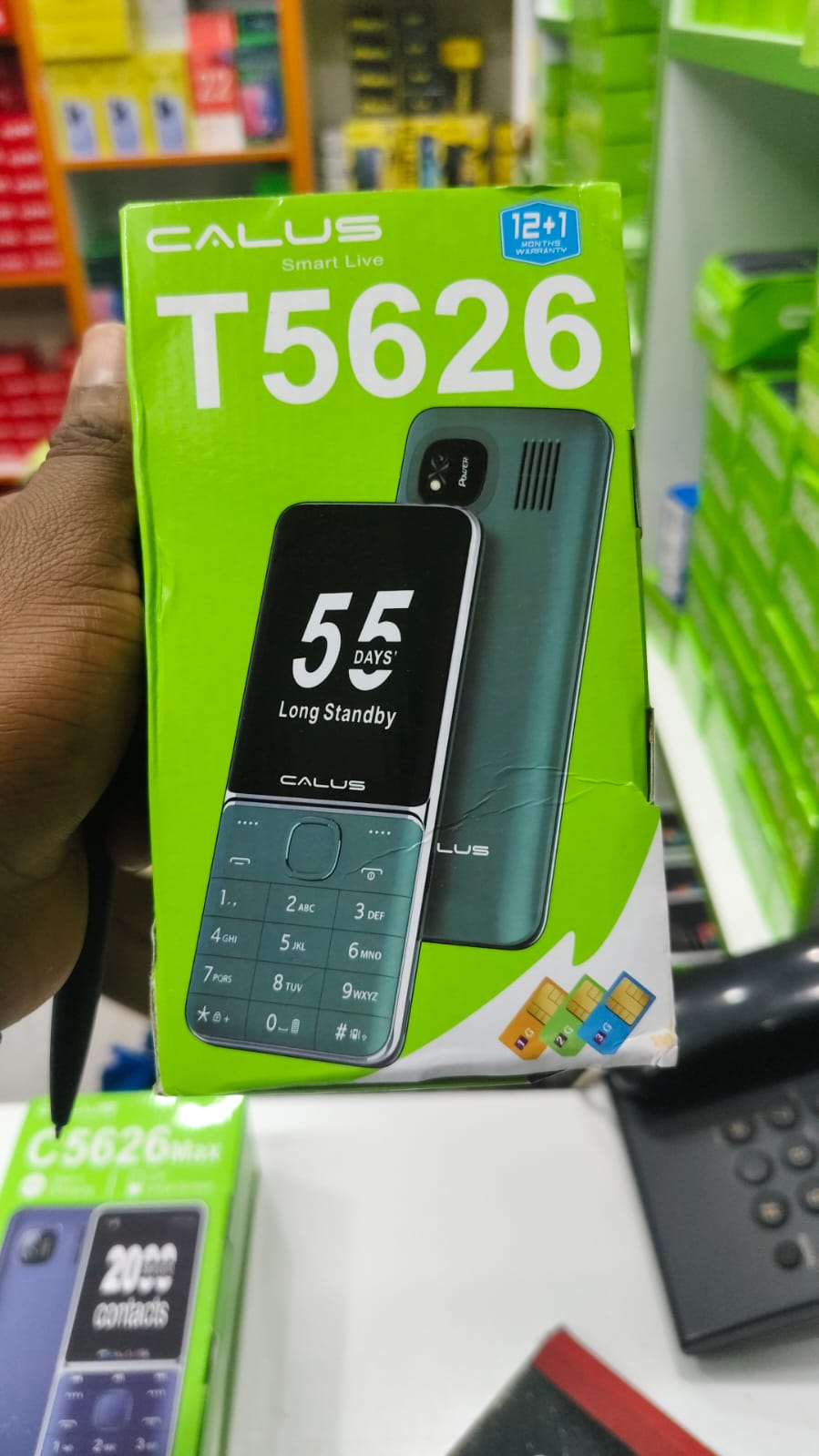 CALUS T5626 TRIPLE SIM CARD KABAMBE PHONE 2500mAh Battery capacity BIG BATTERY 2.8" BIG SCREEN DISPLAY 32MB+ 32MB MEMORY WITH WIRELESS FM , DUAL TORCH LIGHTCAMERA AND FUN GAMES KABAMBE/ FEATURED PHONE