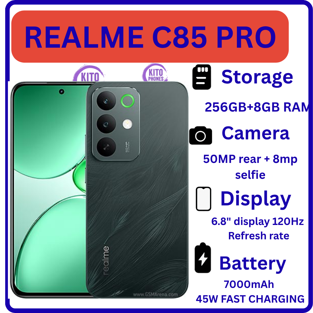BRAND New Arrival Realme C85 Pro AI phone 256GB+8GB 6.8'' 120Hz AMOLED 7000mAh 45W Titan Battery IP69 PR0 Water Resistance 50MP Android 15 Type-C Dual Sim Smart Phones Fingerprint Unlock SMARTPHONES