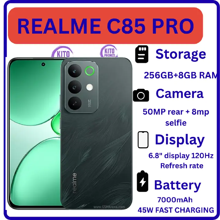 BRAND New Arrival Realme C85 Pro AI phone 256GB+8GB 6.8'' 120Hz AMOLED 7000mAh 45W Titan Battery IP69 PR0 Water Resistance 50MP Android 15 Type-C Dual Sim Smart Phones Fingerprint Unlock SMARTPHONES