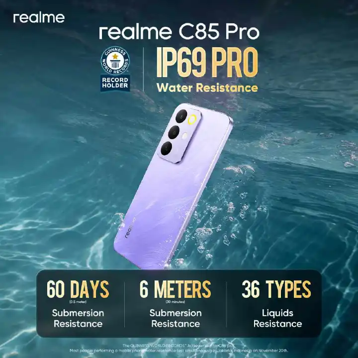 BRAND New Arrival Realme C85 Pro AI phone 256GB+8GB 6.8'' 120Hz AMOLED 7000mAh 45W Titan Battery IP69 PR0 Water Resistance 50MP Android 15 Type-C Dual Sim Smart Phones Fingerprint Unlock SMARTPHONES