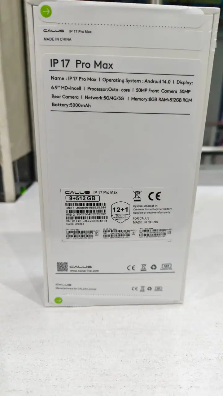 NEW ARRIVAL! CALUS IP 17 PRO MAX, 512GB ROM + 8GB RAM, 50MP REAR CAMERA, 50MP SELFIE, 5G SUPERFAST NETWORK SPEED, 6.9 DISPLAY, ANDROID 14, 5000 MAH BATTERY 1 YR WARRANTY