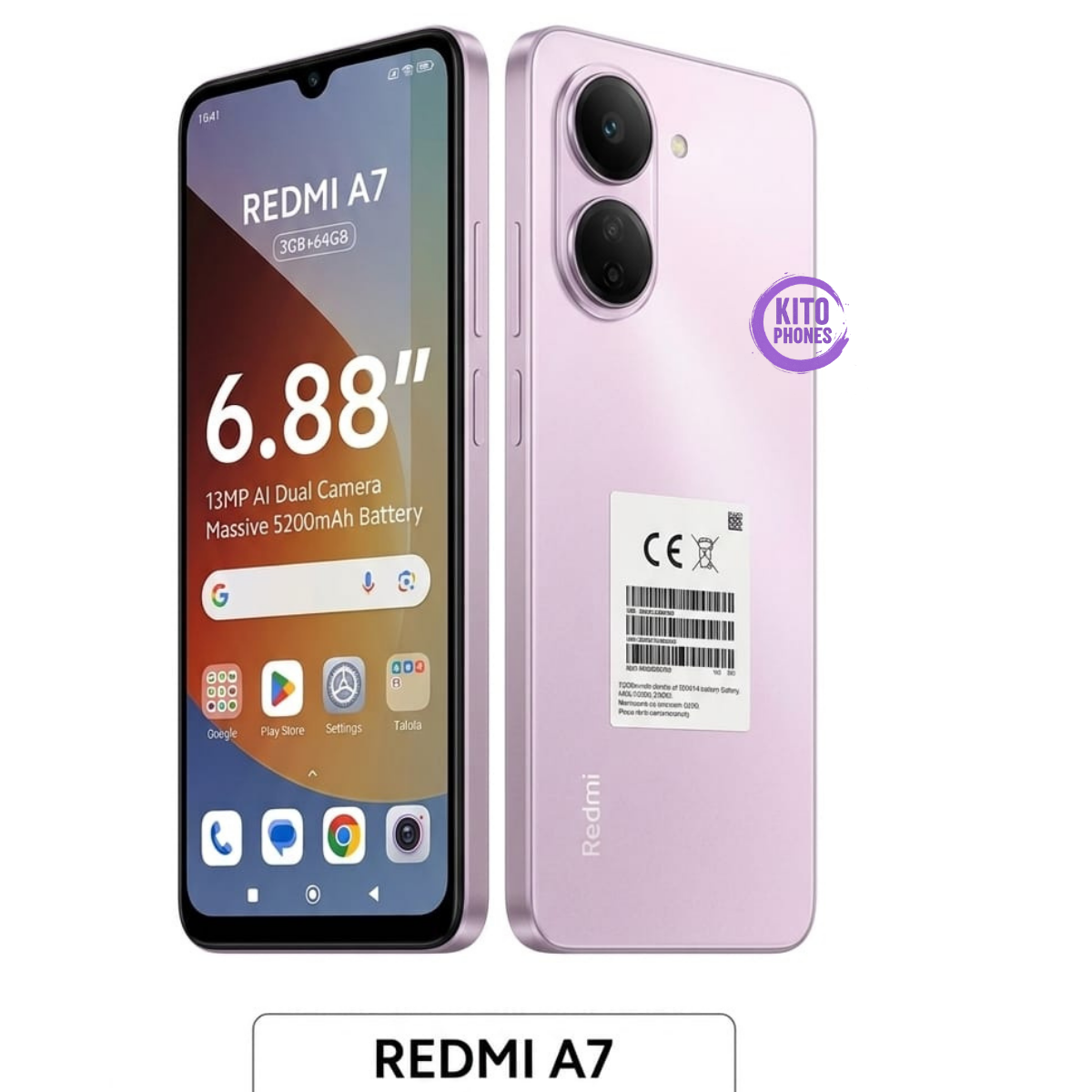 REDMI A7, 64GB ROM + 3GB RAM STORAGE, 6.88" SCREEN SIZE 13MP CAMERA +8MP SELFIE 5200mAh BATTERY 15W FAST CHARGING , ANDROID 15, IPS LCD, 120Hz, Unisoc T7250, SIDE MOUNTED FINGERPRINT SMARTPHONE