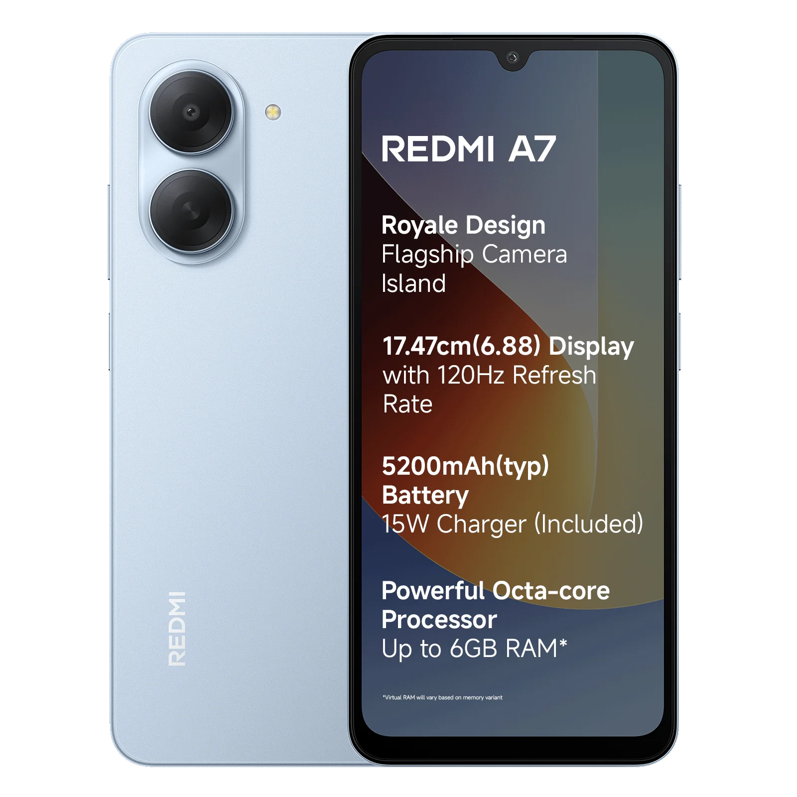 BRAND NEW XIAOMI REDMI A7, 64GB ROM + 3GB RAM STORAGE, 6.88" SCREEN SIZE 13MP CAMERA +8MP SELFIE 5200mAh BATTERY 1 , ANDROID 15, IPS LCD, 120Hz, Unisoc T7250, SIDE MOUNTED FINGERPRINT SMARTPHONES