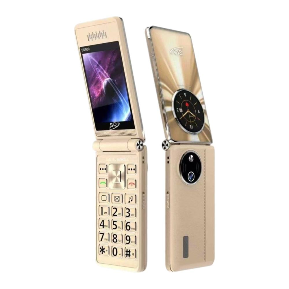 SQ SQ900 FLIP Phone 2300mAh battery capacity 2.8" SECONDARY SCREEN DUAL SIM CARD PHONE button mobile phone WITH Bluetooth connectivity super flashlight ,super speaker, camera FEATURED PHONE