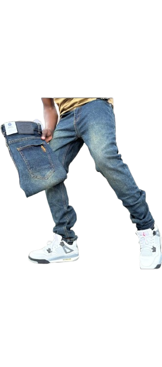MEN'S JEANS | 1 Medium Wash Non-Fade Indigo Blue Jeans - High Quality Denim, Straight fit design (not slim fit) for comfort and relaxed wear, Durable fabric suitable for daily use and rough wear.